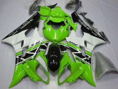 Carénages Moto Yamaha YZF R6 2006-2007 - Vert Blanc Noir Brillant