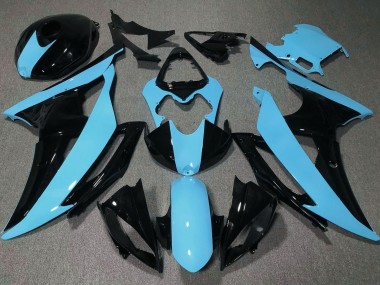 Carénages Moto Yamaha YZF R6 2008-2016 - Bleu Clair Noir Brillant