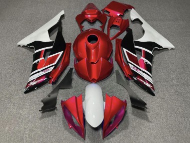 Carénages Moto Yamaha YZF R6 2008-2016 - Blanc Rouge Noir Brillant Bande
