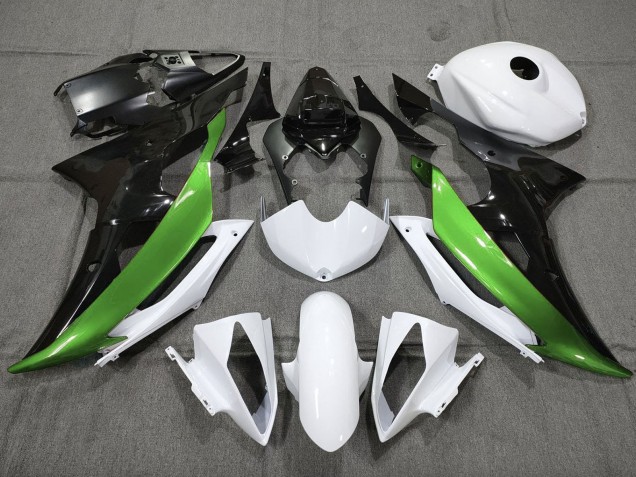 Carénages Moto Yamaha YZF R6 2008-2016 - Blanc Vert Noir Brillant