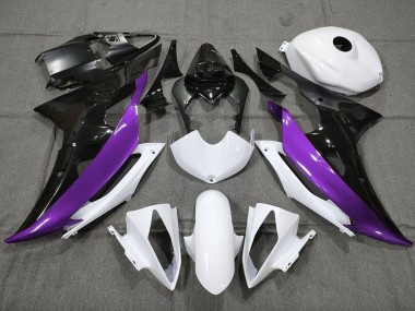 Carénages Moto Yamaha YZF R6 2008-2016 - Blanc Violet Noir Brillant