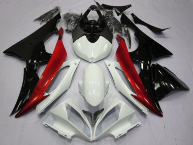 Carénages Moto Yamaha YZF R6 2008-2016 - Blanc Rouge Noir Brillant