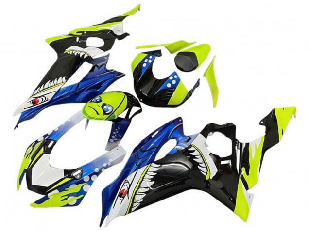 Carénages Moto Yamaha YZF R6 2017-2023 - Jaune Néon Bleu Requin