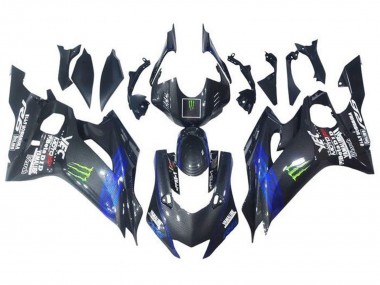 Carénages Moto Yamaha YZF R6 2017-2023 - Bleu Noir Fausse Fibre de Carbone Vert Monstre
