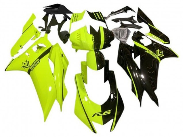 Carénages Moto Yamaha YZF R6 2017-2023 - Jaune Néon Noir Brillant Diviser