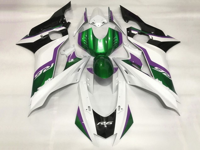 Carénages Moto Yamaha YZF R6 2017-2023 - Blanc Vert Violet Noir
