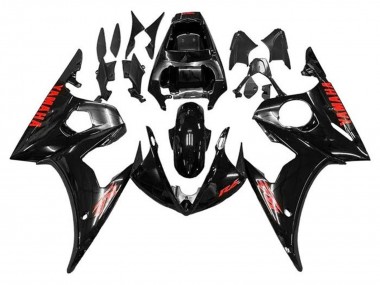 Carénages Moto Yamaha YZF R6 2005 - Noir Brillant Rouge