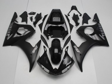Carénages Moto Yamaha YZF R6 2005 - Noir Brillant Noir Mat Argent