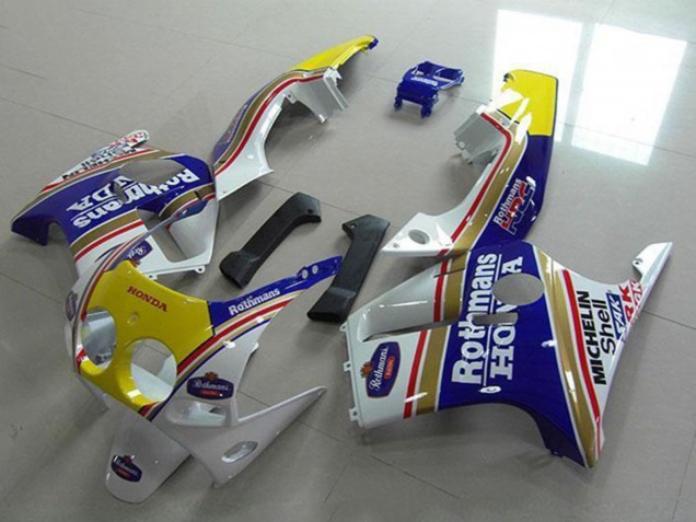 Carénages Moto Honda CBR250RR MC19 1988-1989 - Blanc Jaune Bleu Rothmans