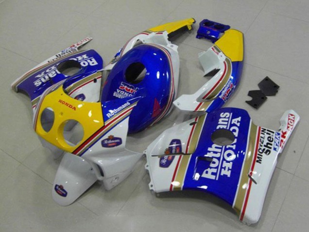 Carénages Moto Honda CBR250RR MC22 1990-1998 - Blanc Bleu Jaune Rothmans