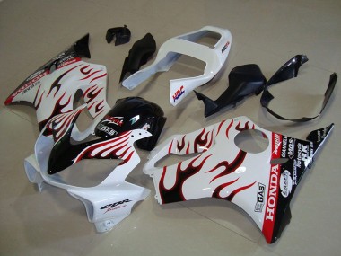 Carénages Moto Honda CBR600 F4i 2001-2003 - Blanc Rouge Noir Brillant Flamme