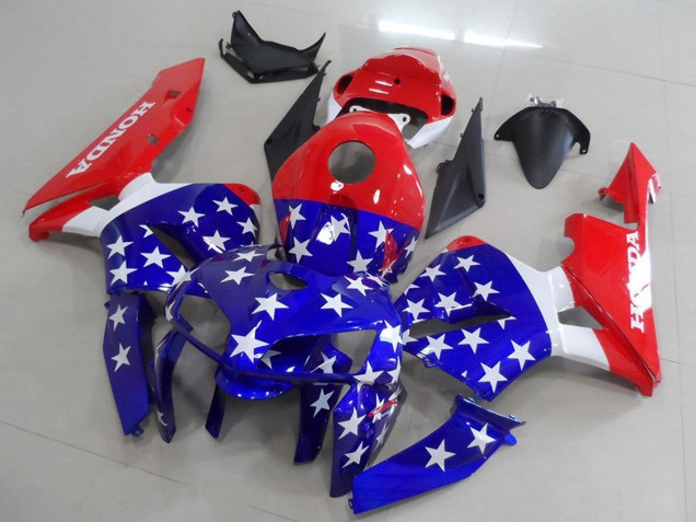 Carénages Moto Honda CBR600RR 2005-2006 - Rouge Bleu Blanc Drapeau Américain