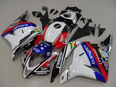 Carénages Moto Honda CBR600RR 2009-2012 - Blanc Rouge Bleu Noir Brillant EuroBet Lee Étoile
