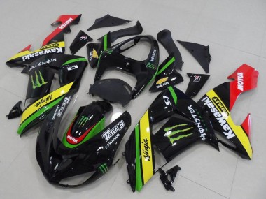 Carénages Moto Kawasaki ZX10R 2006-2007 - Noir Brillant Rouge Jaune Vert Monstre