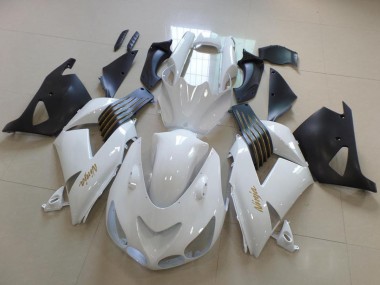 Carénages Moto Kawasaki ZX14R ZZR1400 2006-2011 - Blanc Noir Mat Or Ninja