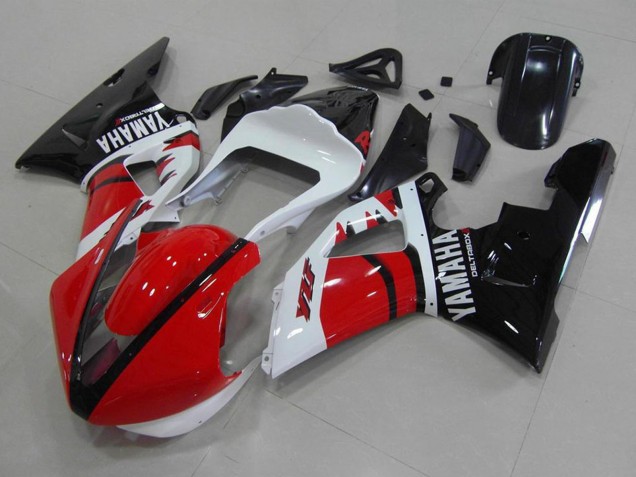 Carénages Moto Yamaha YZF R1 2000-2001 - Rouge Blanc Noir Brillant Courses Version