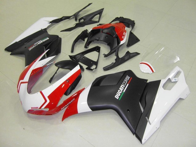 Carénages Moto Ducati 1098 2007-2014 - Blanc Rouge Noir Mat Corse