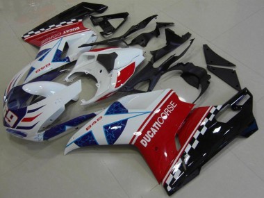 Carénage Moto Ducati 848 2007-2014 - Blanc Rouge Bleu Noir Brillant Corse 69