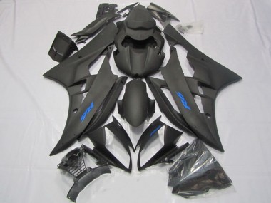 Carénages Moto Yamaha YZF R6 2006-2007 - Noir Mat Bleu Décalque