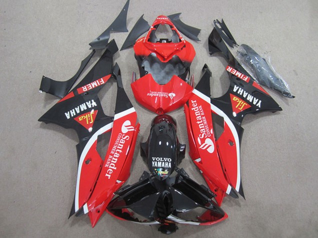 Carénages Moto Yamaha YZF R6 2008-2016 - Rouge Blanc Noir Brillant Volvo Santander Fimer
