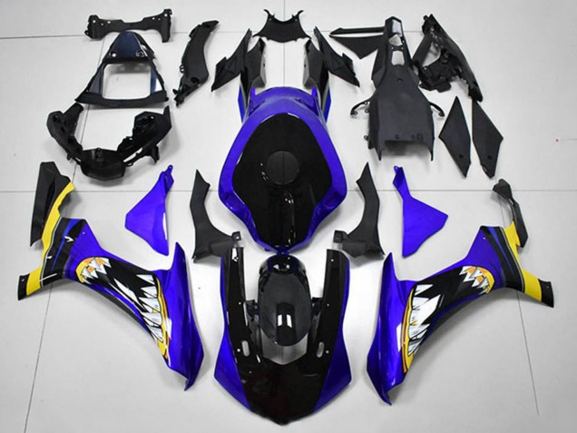 Carénages Moto Yamaha YZF R1 2015-2019 - Bleu Jaune Noir Brillant Requin