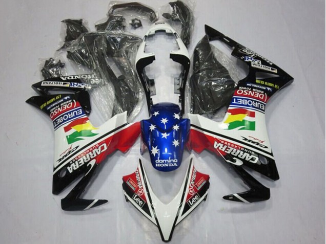 Carénages Moto Honda CBR500R 2013-2015 - Blanc Rouge Bleu Noir Brillant Étoile Carrera Lee DENSO EuroBet