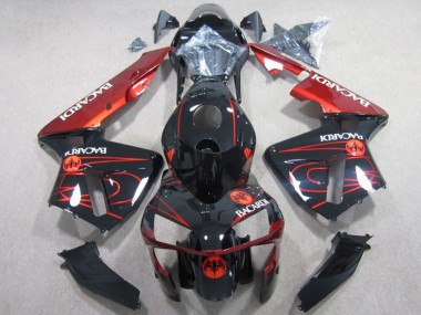 Carénages Moto Honda CBR600RR 2003-2004 - Noir Brillant Rouge RACARDI