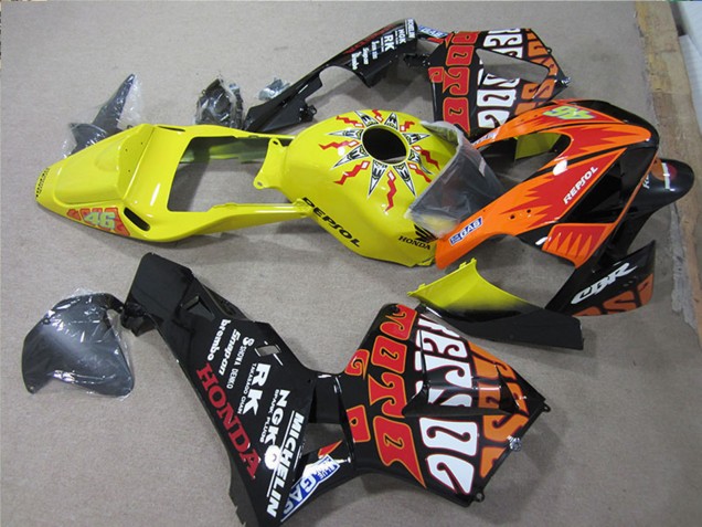 Carénages Moto Honda CBR600RR 2005-2006 - Noir Orange Jaune Rossi Repsol