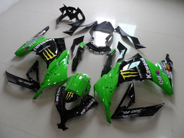 Carénages Moto Kawasaki ZX300R 2013-2018 - Vert Noir Brillant Jaune Elf Touch4 Monstre