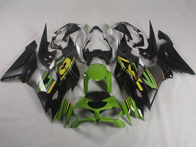 Carénages Moto Kawasaki ZX6R 2019-2022 - Vert Jaune Argent Noir Mat