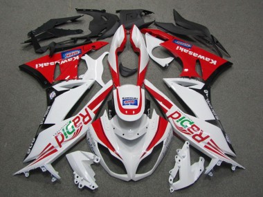 Carénages Moto Kawasaki ZX6R 2009-2012 - Blanc Rouge Noir Rapid