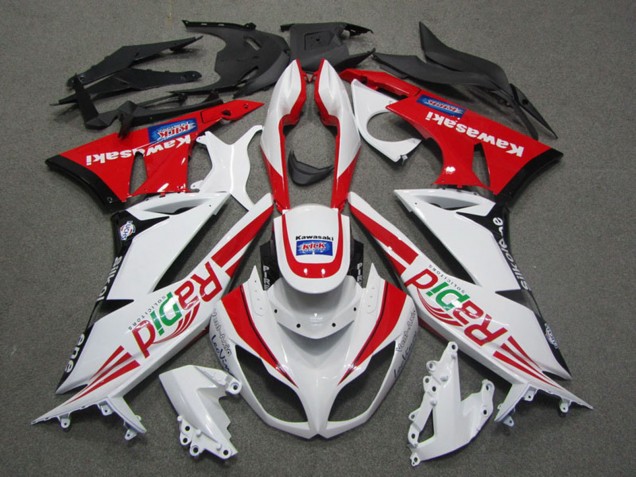 Carénages Moto Kawasaki ZX6R 2009-2012 - Blanc Rouge Noir Rapid