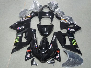 Carénages Moto Kawasaki ZX6R 2005-2006 - Noir Brillant Vert Monstre