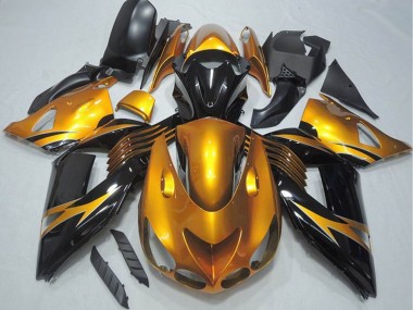 Carénage Moto Kawasaki ZX14R ZZR1400 2006-2011 - Or Noir Brillant
