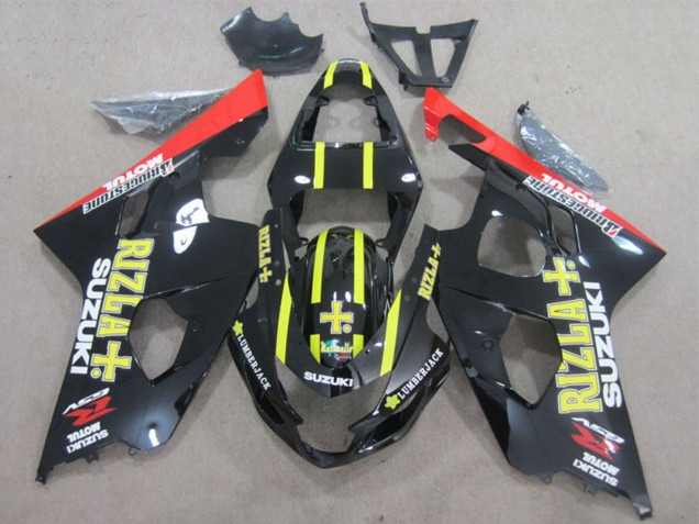 Carénages Moto Suzuki GSXR 600 2004-2005 - Noir Brillant Rouge Jaune Rizla