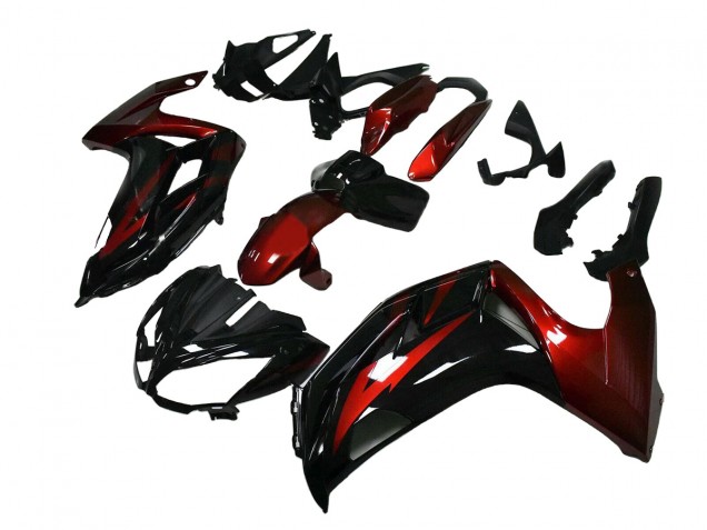 Carénages Moto Kawasaki EX650 2012-2016 - Rouge Noir Brillant