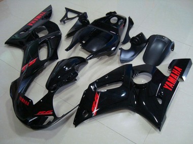 Carénages Yamaha R6 98-02 - Noir Brillant Rouge Décalque en Ligne
