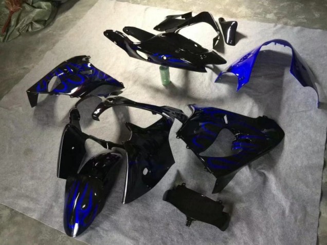 Carénage Kawasaki ZX9R 00-01 - Noir Brillant Bleu Flamme Carénage Kawasaki ZX9R 00-01 - Noir Brillant Bleu Flamme