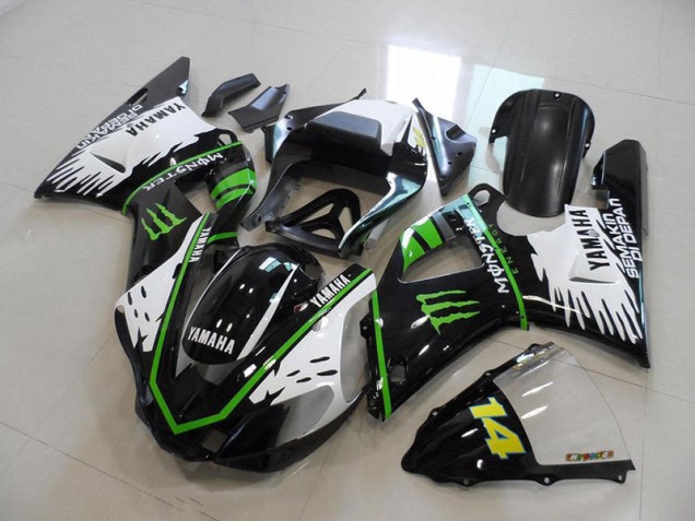 Carénage Yamaha R1 00-01 - Noir Blanc Vert Monster