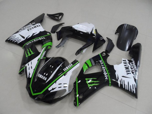 Carénages Yamaha R1 00-01 - Noir Blanc Vert Monster
