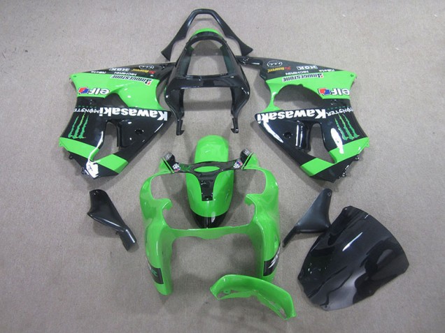 Carénage Kawasaki ZX6R 00-02 - Noir Vert Monster Carénage Kawasaki ZX6R 00-02 - Noir Vert Monster