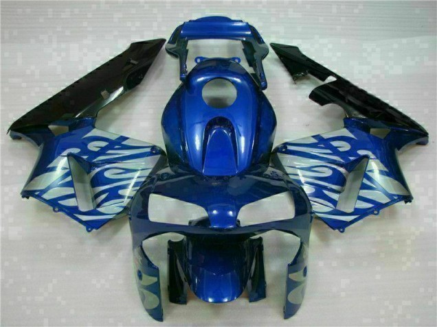Carénage Honda CBR 600 RR 03-04 - Bleu avec Argent Flamme