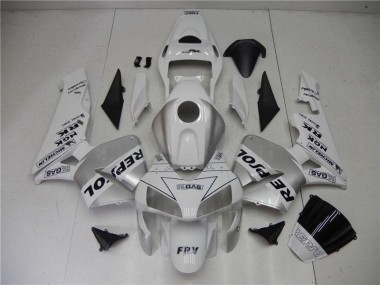 Carénage Honda CBR 600 RR 03-04 - Argent Blanc Noir Repsol en Ligne