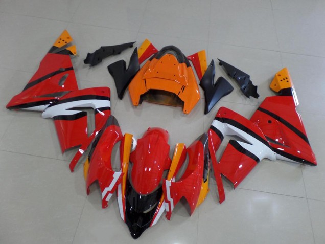 Carénage Kawasaki ZX10R 03-05 - Orange Noir et Blanc