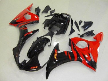 Carénages Yamaha R6 03-05 - Noir Rouge Flamme en Ligne
