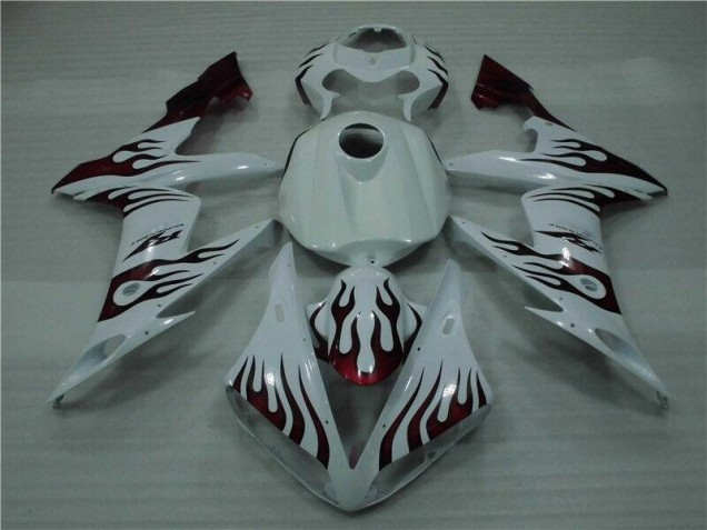 Carénage Yamaha R1 04-06 - Blanc Rouge Flamme Carénage Yamaha R1 04-06 - Blanc Rouge Flamme