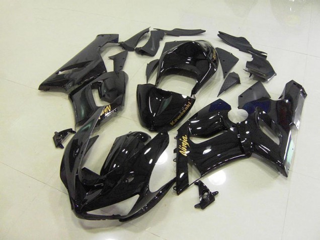 Carénage Kawasaki ZX6R 05-06 - Noir Brillant Or Décalque