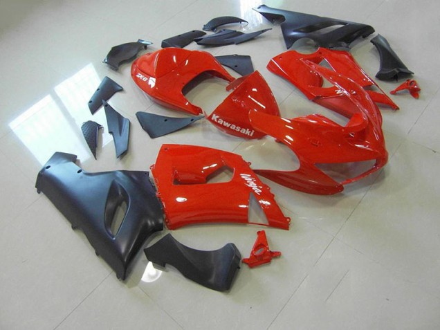 Carénage Kawasaki ZX6R 05-06 - Rouge et Noir Mat