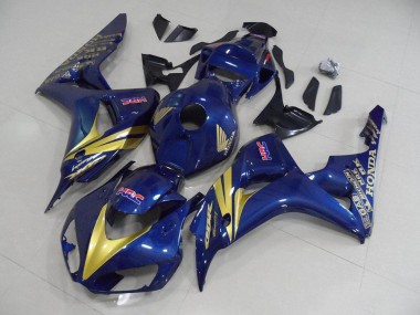 Carénage Honda CBR 1000 RR 06-07 - Bleu Foncé avec Or Bande en Ligne