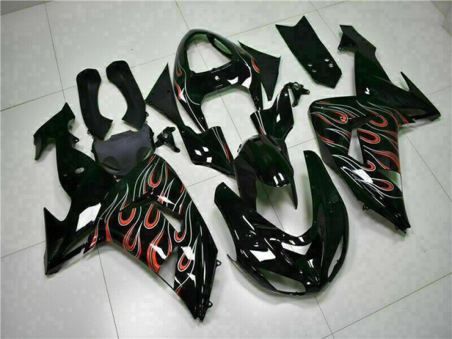 Carénages Kawasaki ZX10R 06-07 - Noir Rouge Flamme